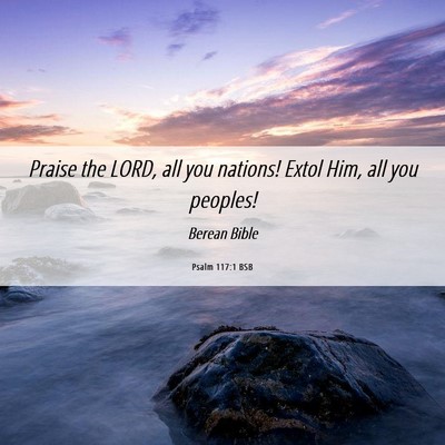 Picture 06 - Psalm 117:1 BSB - Praise the LORD, all you nations! Extol Him, all - Bible Verse Picture