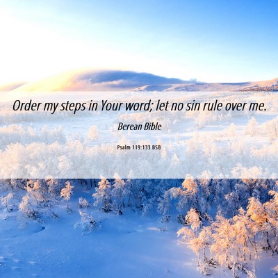 Picture 06 - Psalm 119:133 BSB - Order my steps in Your word; let no sin rule over - Bible Verse Picture