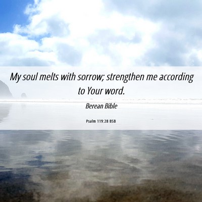 Picture 06 - Psalm 119:28 BSB - My soul melts with sorrow; strengthen me - Bible Verse Picture