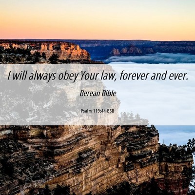 Picture 06 - Psalm 119:44 BSB - I will always obey Your law, forever and - Bible Verse Picture