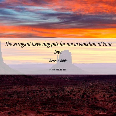 Picture 06 - Psalm 119:85 BSB - The arrogant have dug pits for me in violation of - Bible Verse Picture