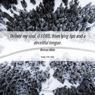 Picture 06 - Psalm 120:2 BSB - Deliver my soul, O LORD, from lying lips and a - Bible Verse Picture