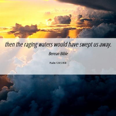 Picture 06 - Psalm 124:5 BSB - then the raging waters would have swept us - Bible Verse Picture
