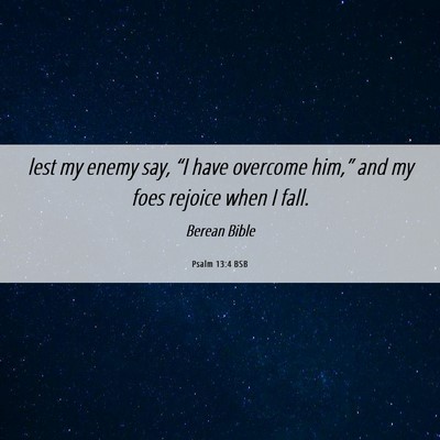 Picture 06 - Psalm 13:4 BSB - lest my enemy say, “I have overcome him,” and - Bible Verse Picture