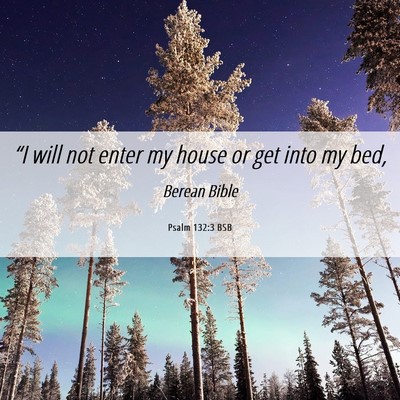 Picture 06 - Psalm 132:3 BSB - “I will not enter my house or get into my - Bible Verse Picture