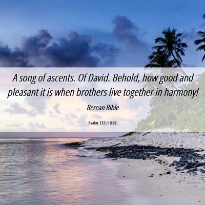 Picture 06 - Psalm 133:1 BSB - A song of ascents. Of David. Behold, how good and - Bible Verse Picture