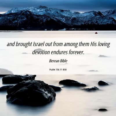 Picture 06 - Psalm 136:11 BSB - and brought Israel out from among them His loving - Bible Verse Picture