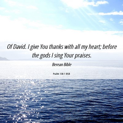 Picture 06 - Psalm 138:1 BSB - Of David. I give You thanks with all my heart; - Bible Verse Picture