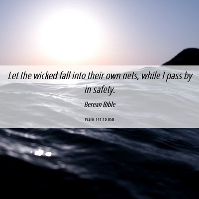 Picture 06 - Psalm 141:10 BSB - Let the wicked fall into their own nets, while I - Bible Verse Picture