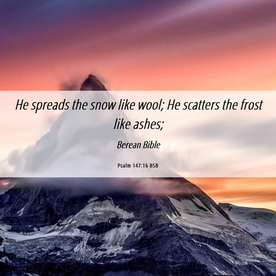 Picture 06 - Psalm 147:16 BSB - He spreads the snow like wool; He scatters the - Bible Verse Picture