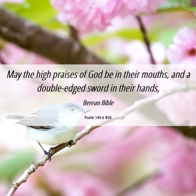 Picture 06 - Psalm 149:6 BSB - May the high praises of God be in their mouths, - Bible Verse Picture