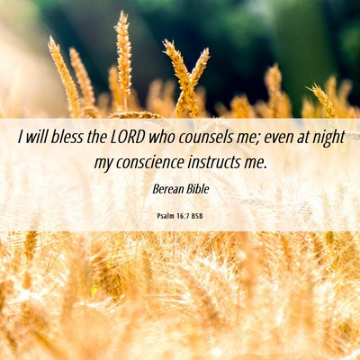 Picture 06 - Psalm 16:7 BSB - I will bless the LORD who counsels me; even at - Bible Verse Picture