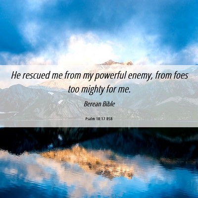 Picture 06 - Psalm 18:17 BSB - He rescued me from my powerful enemy, from foes - Bible Verse Picture
