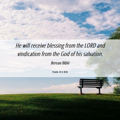 Picture 06 - Psalm 24:5 BSB - He will receive blessing from the LORD and - Bible Verse Picture