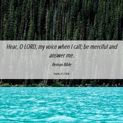 Picture 06 - Psalm 27:7 BSB - Hear, O LORD, my voice when I call; be merciful - Bible Verse Picture