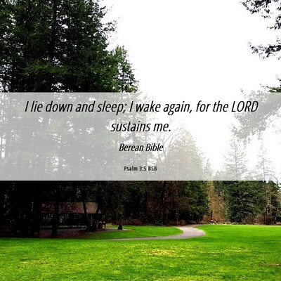 Picture 06 - Psalm 3:5 BSB - I lie down and sleep; I wake again, for the LORD - Bible Verse Picture