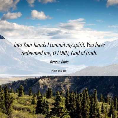 Picture 06 - Psalm 31:5 BSB - Into Your hands I commit my spirit; You have - Bible Verse Picture