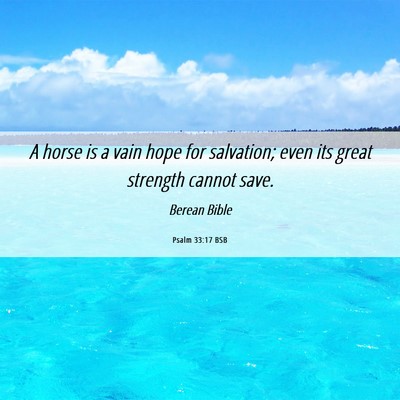 Picture 06 - Psalm 33:17 BSB - A horse is a vain hope for salvation; even its - Bible Verse Picture
