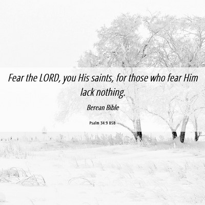 Picture 06 - Psalm 34:9 BSB - Fear the LORD, you His saints, for those who fear - Bible Verse Picture