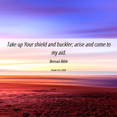 Picture 06 - Psalm 35:2 BSB - Take up Your shield and buckler; arise and come - Bible Verse Picture