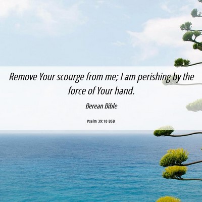 Picture 06 - Psalm 39:10 BSB - Remove Your scourge from me; I am perishing by - Bible Verse Picture