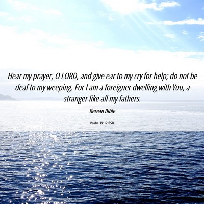 Picture 06 - Psalm 39:12 BSB - Hear my prayer, O LORD, and give ear to my cry - Bible Verse Picture
