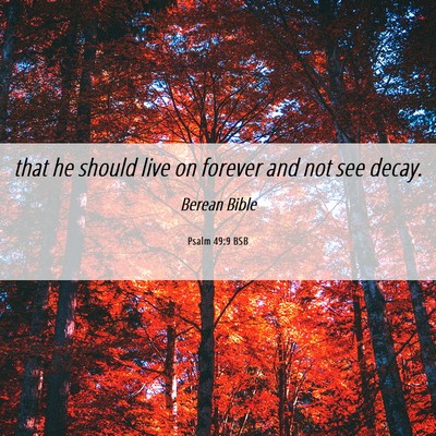 Picture 06 - Psalm 49:9 BSB - that he should live on forever and not see - Bible Verse Picture