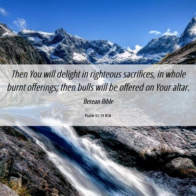 Picture 06 - Psalm 51:19 BSB - Then You will delight in righteous sacrifices, in - Bible Verse Picture