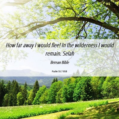 Picture 06 - Psalm 55:7 BSB - How far away I would flee! In the wilderness I - Bible Verse Picture