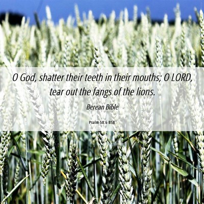 Picture 06 - Psalm 58:6 BSB - O God, shatter their teeth in their mouths; O - Bible Verse Picture