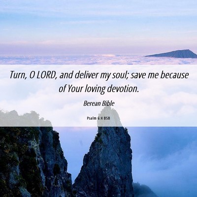 Picture 06 - Psalm 6:4 BSB - Turn, O LORD, and deliver my soul; save me - Bible Verse Picture