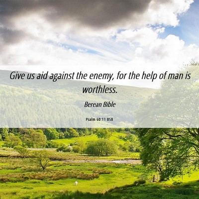 Picture 06 - Psalm 60:11 BSB - Give us aid against the enemy, for the help of - Bible Verse Picture