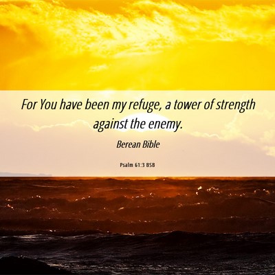 Picture 06 - Psalm 61:3 BSB - For You have been my refuge, a tower of strength - Bible Verse Picture