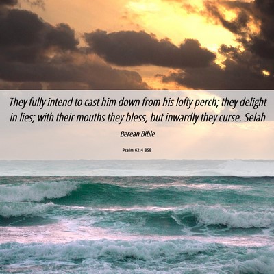 Picture 06 - Psalm 62:4 BSB - They fully intend to cast him down from his lofty - Bible Verse Picture