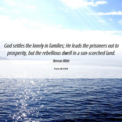 Picture 06 - Psalm 68:6 BSB - God settles the lonely in families; He leads the - Bible Verse Picture