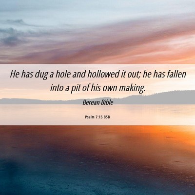 Picture 06 - Psalm 7:15 BSB - He has dug a hole and hollowed it out; he has - Bible Verse Picture