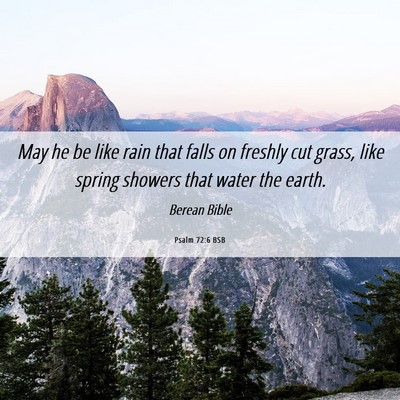 Picture 06 - Psalm 72:6 BSB - May he be like rain that falls on freshly cut - Bible Verse Picture