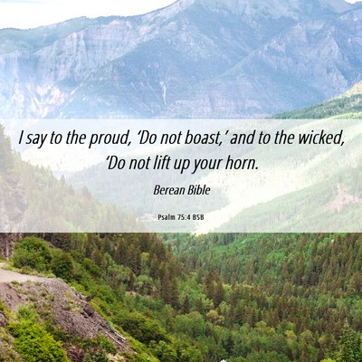 Picture 06 - Psalm 75:4 BSB - I say to the proud, ‘Do not boast,’ and to - Bible Verse Picture