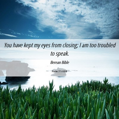 Picture 06 - Psalm 77:4 BSB - You have kept my eyes from closing; I am too - Bible Verse Picture