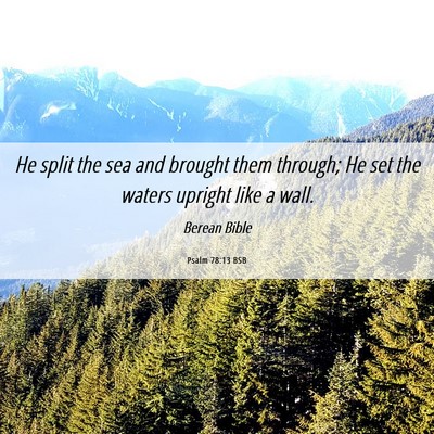 Picture 06 - Psalm 78:13 BSB - He split the sea and brought them through; He set - Bible Verse Picture