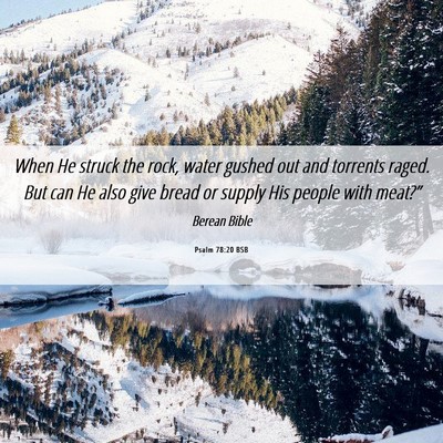 Picture 06 - Psalm 78:20 BSB - When He struck the rock, water gushed out and - Bible Verse Picture
