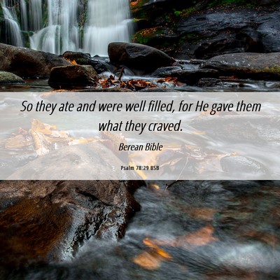 Picture 06 - Psalm 78:29 BSB - So they ate and were well filled, for He gave - Bible Verse Picture