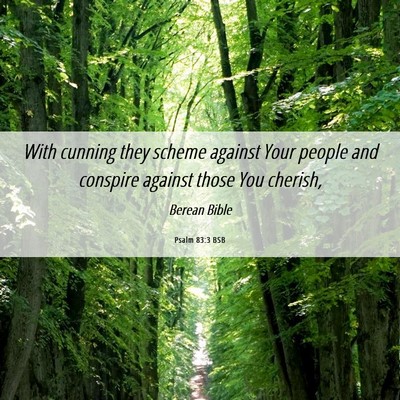 Picture 06 - Psalm 83:3 BSB - With cunning they scheme against Your people and - Bible Verse Picture