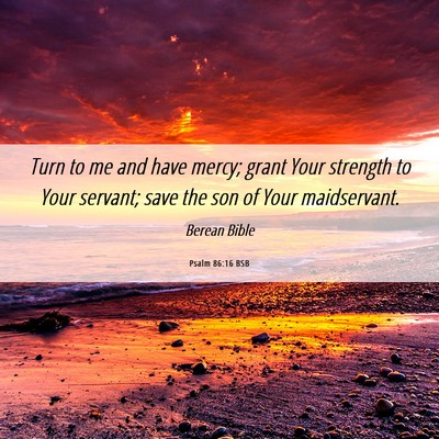 Picture 06 - Psalm 86:16 BSB - Turn to me and have mercy; grant Your strength to - Bible Verse Picture