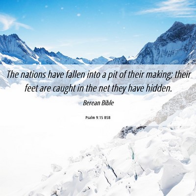 Picture 06 - Psalm 9:15 BSB - The nations have fallen into a pit of their - Bible Verse Picture