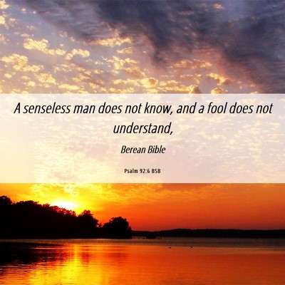 Picture 06 - Psalm 92:6 BSB - A senseless man does not know, and a fool does - Bible Verse Picture