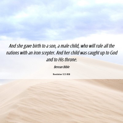Picture 06 - Revelation 12:5 BSB - And she gave birth to a son, a male child, who - Bible Verse Picture