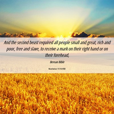 Picture 06 - Revelation 13:16 BSB - And the second beast required all people small - Bible Verse Picture