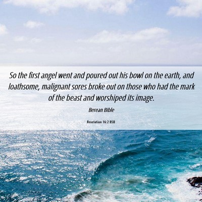 Picture 06 - Revelation 16:2 BSB - So the first angel went and poured out his bowl - Bible Verse Picture