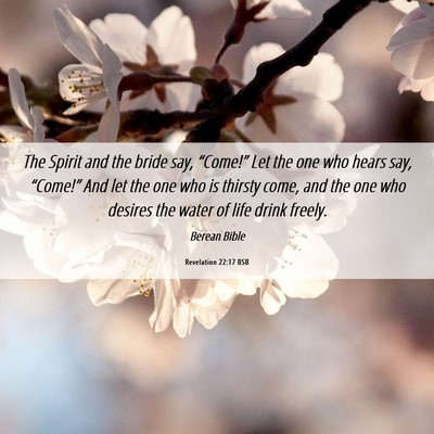Picture 06 - Revelation 22:17 BSB - The Spirit and the bride say, “Come!” Let the - Bible Verse Picture